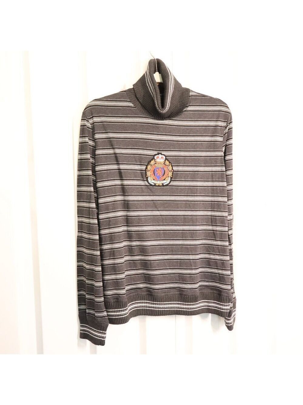 Roberto Cavalli Class Boys Turtleneck Striped Cotton Sweater Shirt Size 16 NWT